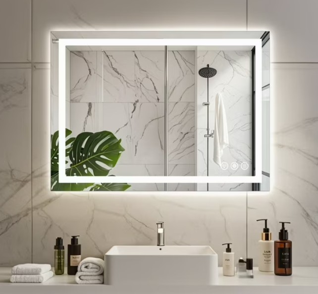 EDX 20″x 28″ Lighted Anti-fog LED Bathroom Vanity Mirror with Dual Light Source and Three Lighting Modes, White