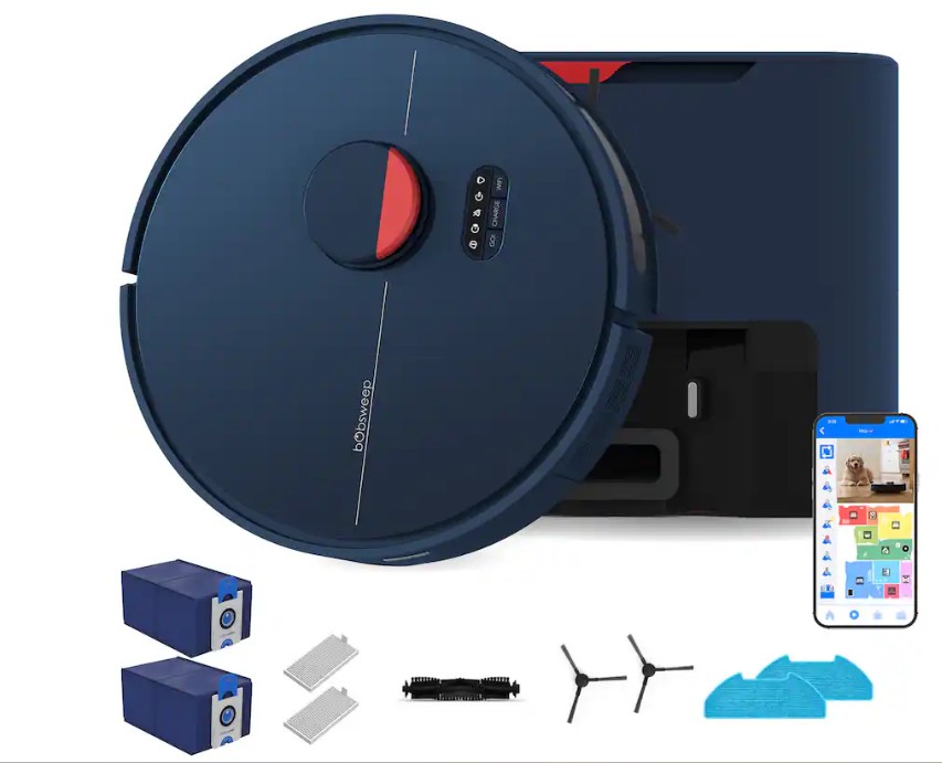 bObsweep – Dustin Robot Vacuum & Mop, Auto-Empty Odor Control Dock with 1 Gal Capacity, Privacy Focused U.S. Software – Original Version in Navy
