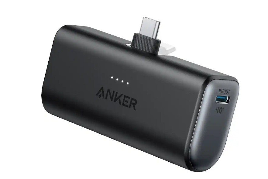 Anker – Nano Power Bank (5,000mAh, 22.5W) w/ Built-in Foldable USB-C Connector – Black