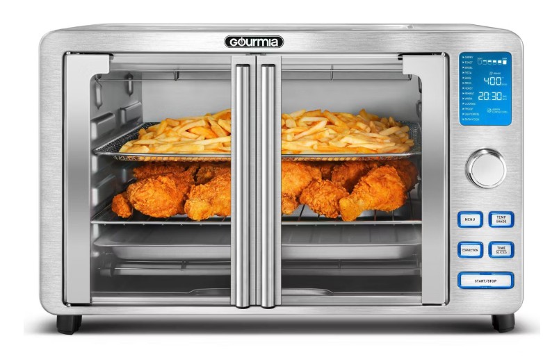 Gourmia 9-Slice Digital Air Fryer Oven with 14 One-Touch Cooking Functions and Auto French Doors: Convection Toaster Oven