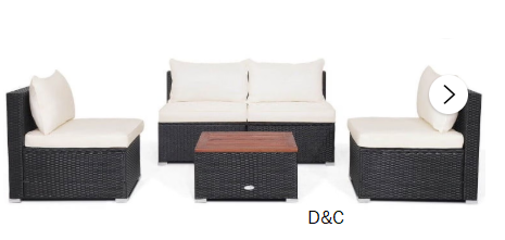 Barara King Outdoor Collection Set, Patio Conversation Table Chair Set, 5 Piece Outdoor Furniture Set with Solid Tabletop and Soft Cushions