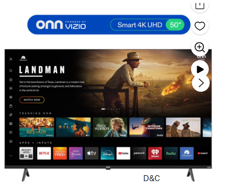 onn 50″ Class 4K UHD Powered by VIZIO Smart Television, 50S4V1