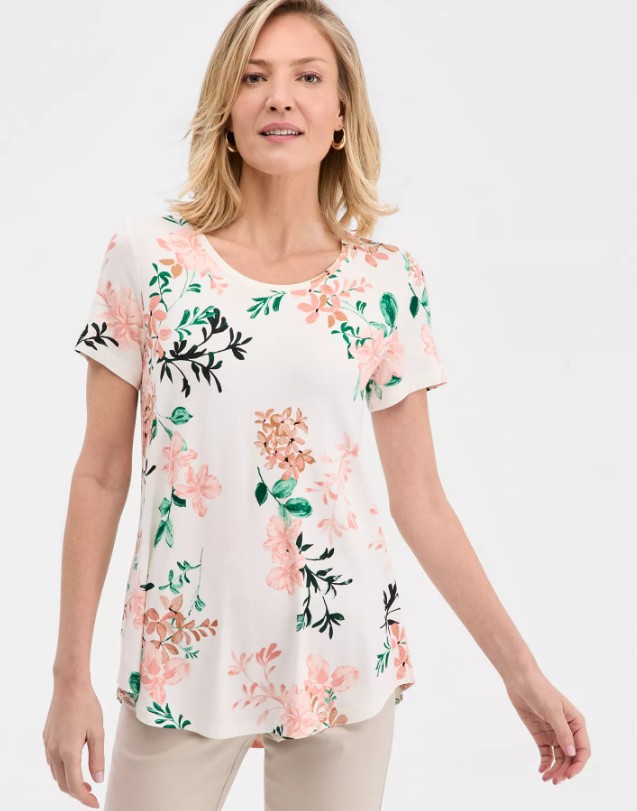 Women’s Printed Scoop-Neck Short Sleeve Top