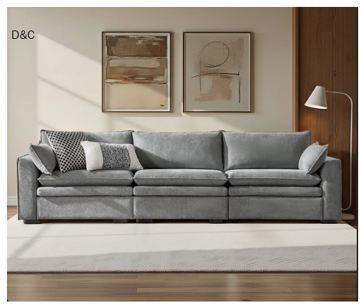 Wolff Modern 121″ 3-Piece Oversized Modular Sofa with Double-Cushion