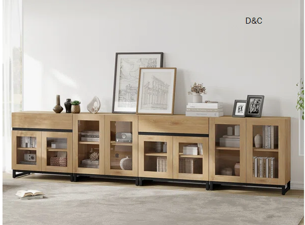 4 In 1 Multifunctional Dresser With Glass Doors And 2 Drawers, Modern Chest Of Drawers With Adjustable Shelf And Metal Base, Closet Organizers And Storage Cabinet