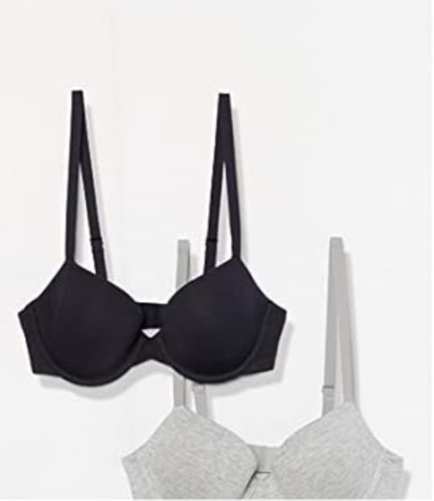 Amazon Essentials Women 2-Pack Underwire Lightly Padded Demi Cup Microfibre Bra