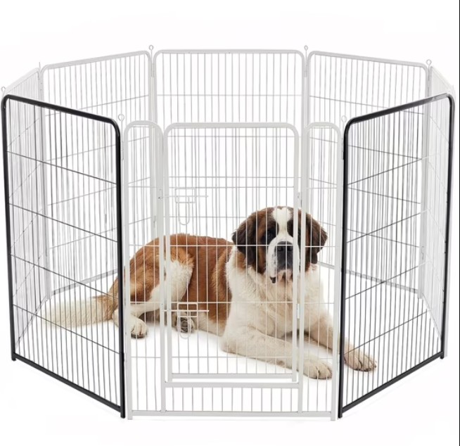 edx Dog Playpen, 2 Panels 40″ Foldable Heavy Duty Metal Puppy Exercise Pen with Doors Indoor Outdoor