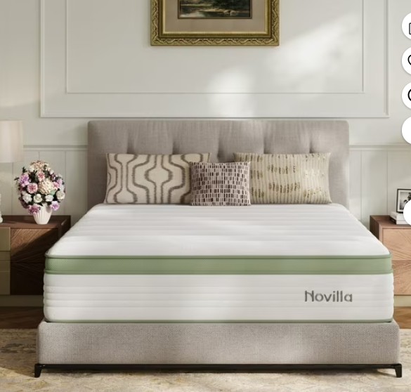 Novilla Snowfall 12 inch Queen size Mattress in a Box, Hybrid Medium Support Mattresses, Pocket Spring and CertiPUR-US, Pressure Relief & Motion Isolation