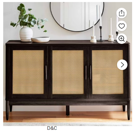 Better Homes & Gardens Springwood Caning Sideboard, Charcoal Finish