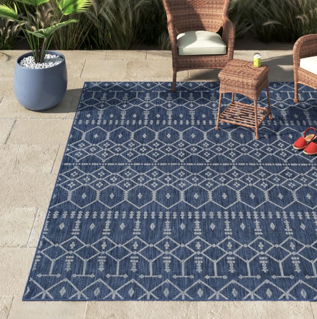 Aitken Machine Woven Geometric Indoor and Outdoor Rug