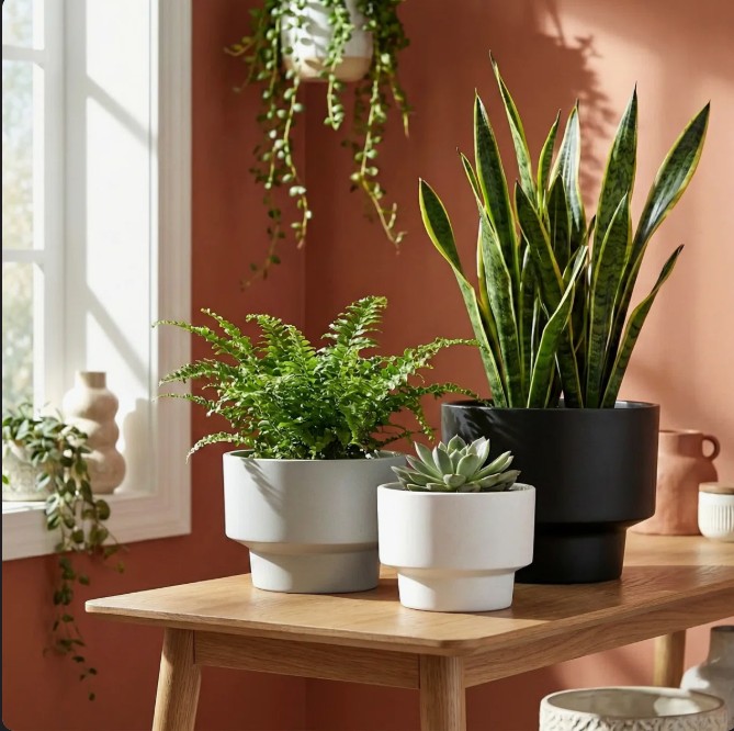 Modern Decorative Garden Pots for Indoor & Outdoor Use (Set of 3)