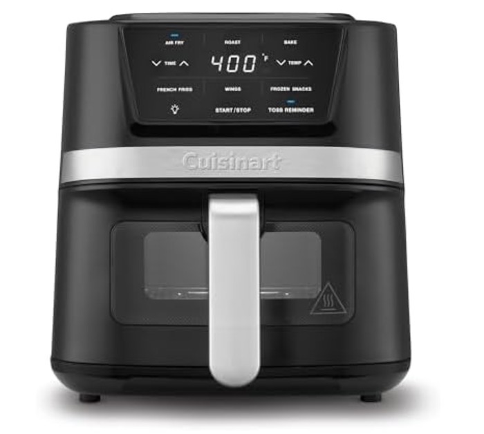 Cuisinart Air Fryer, 2.6-Quart Compact Basket Fryer with 3 Cooking Functions to Air Fry, Roast, and Bake, 3 Airfryer Presets, Dishwasher-Safe Parts, AIR-80, Stainless Steel & Black