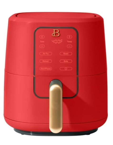 Beautiful 3 Qt Air Fryer with TurboCrisp Technology, EverGood Ceramic Nonstick Coating, Tomato Red by Drew Barrymore