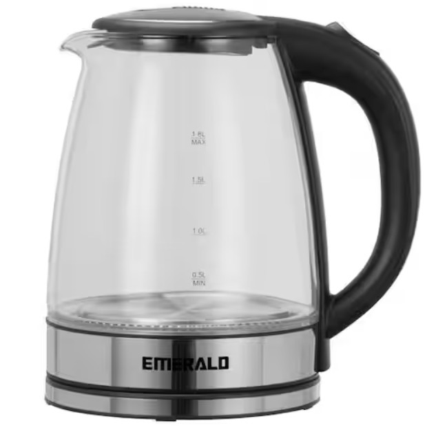 7.6-Cup Black Glass Cordless Electric Kettle
