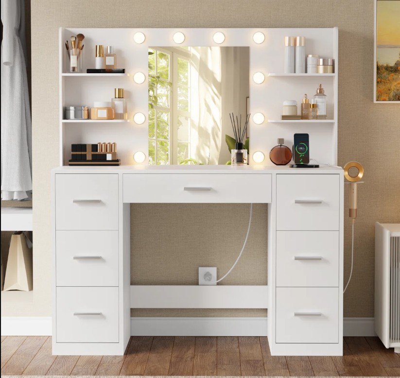 Ragin Makeup Vanity With Usb Power Outlet And 3 Modes Adjustable Brightness Light