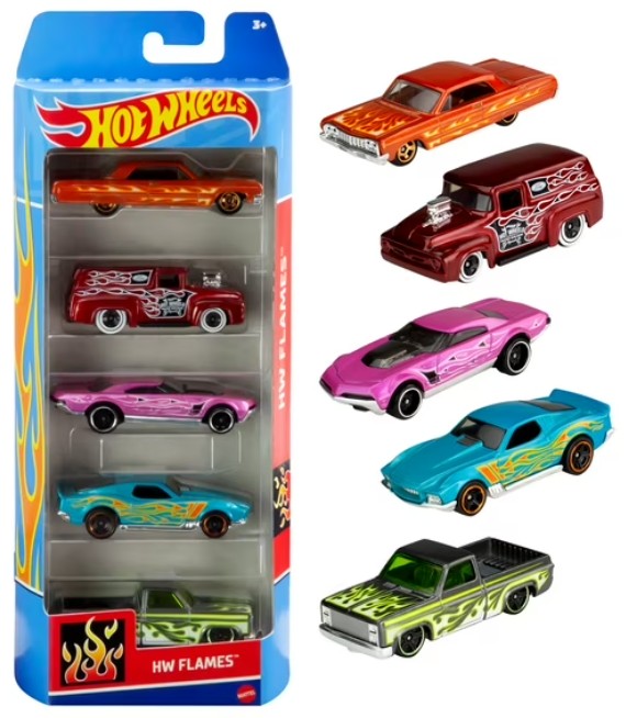 Hot Wheels Cars, 5-Pack of Die-Cast Toy Cars or Trucks in 1:64 Scale (Styles & Colors May Vary, Items May Not Be Pictured)