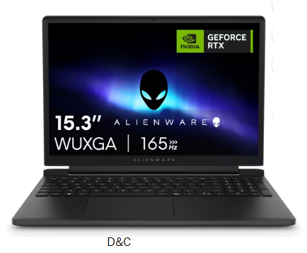 Alienware 15.3″ WUXGA 165Hz Gaming Laptop, AMD Ryzen 5 220, NVIDIA GeForce RTX 4050 GDDR6, 16GB DDR5, 512GB SSD, Black, DA15265