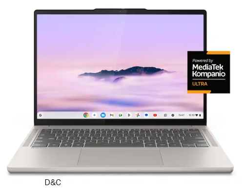 Lenovo – Chromebook Plus 14″ OLED 2K Touchscreen Laptop with Gemini – MediaTek Kompanio Ultra 910 – 16GB Memory – 256GB UFS – Seashell