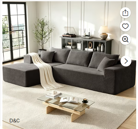 Xiweot 103″ Boneless Sectional Sofa for Living Room, Memory Foam Cloud Modular Sectional Couch with Deep Seat