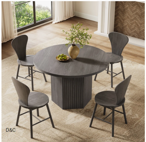 Shonta Cesiro 47″ Modern Fluted Round Pedestal Dining Table