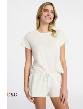 No Boundaries Cozy Sleep Tee and Shorts Set, 2-Piece, Women’s XXS-3X
