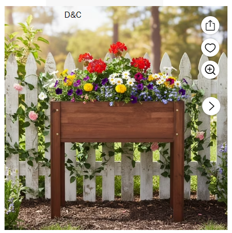 Jopath Brown Raised Garden Bed with Legs, Elevated Wooden Planter Box for Outdoor Plants Flowers Fruits Vegetable Herb Growing(31″x31″x16″)