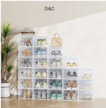 Gianna 12 Pack Stackable Shoe Box , Plastic Storage Organizer for Closet Hallway Bedroom, Holds Shoes up to US Size 9，White