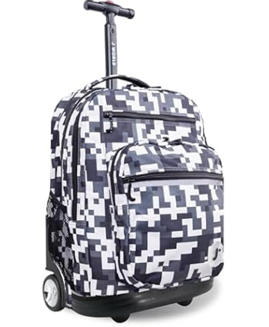 J World Sundance Laptop Rolling Backpack for Girls Boys. Roller Bookbag with Wheels, 20 Inch, Camo