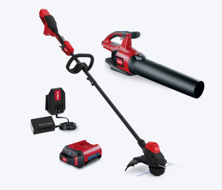 Toro Flex-Force 60-volt max Cordless Battery String Trimmer and Leaf Blower and Combo Kit 2 Ah (Battery Included) (Charger Included)
