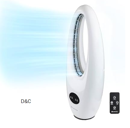 Comfort Zone 28″ Oscillating Bladeless Tower Fan with Remote