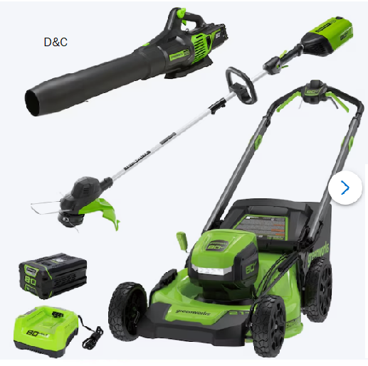 Greenworks PRO 80-volt Cordless Battery String Trimmer and Leaf Blower and Lawn Mower and Combo Kit 4 Ah (Battery Included) (Charger Included)