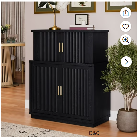 Beautiful Drew Bar Cabinet by Drew Barrymore, Black Finish
