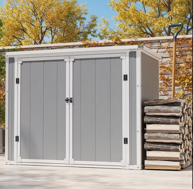 306GAL Outdoor Storage Box, 1170L Patio Deck Box and Resin Shed, Waterproof Storage Cabinet for Garden Tool Garbage Cans, 3 Doors, Quick Assembly