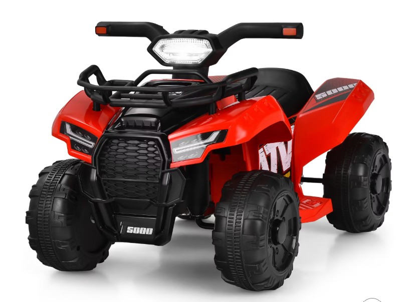 Costway 6V Kids ATV Quad Electric Ride On Car Toy Toddler with LED Light MP3 Red