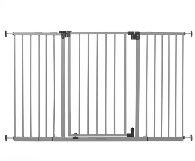 Summer by Ingenuity Central Station Safety Pet and Baby Gate, 28.5 – 52″ Wide, 30″ Tall – Gray