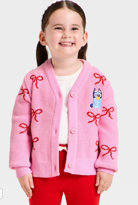 Toddler Girls’ Bluey Cardigan Sweater – Pink 12M