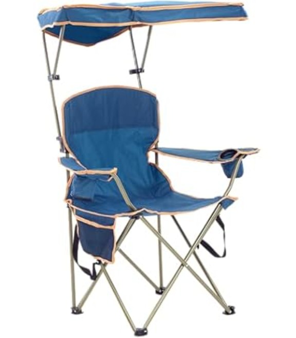 Quik Shade MAX Shade Relaxing Chair With Cup Holders, Foldable, Aluminum, Blue