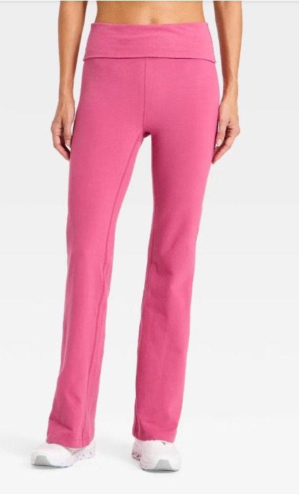 Women’s Cotton Balance Cotton Spandex Blend High-Rise Foldover Flare Leggings – All In Motion™ Dark Mauve M