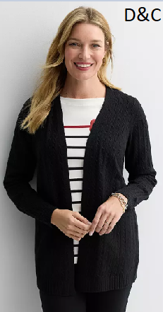 Women’s Croft & Barrow® Cabled Open-Front Cardigan