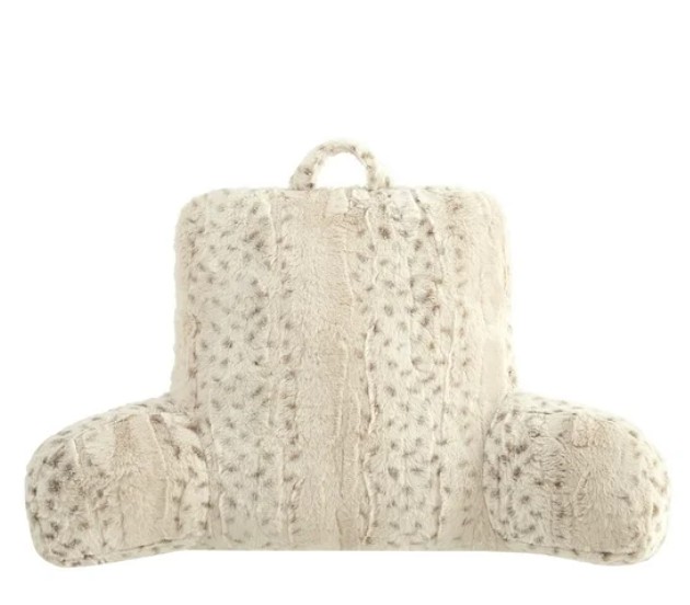 Mainstays Faux Fur Backrest Pillow for Adults, 23″x 30″ Snow Leopard