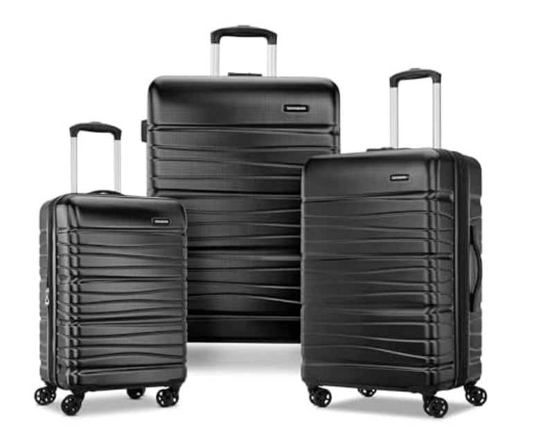 Samsonite Evolve SE Hardside Expandable Luggage with Spinners, Bass Black, 3PC Set (CO/M/L)
