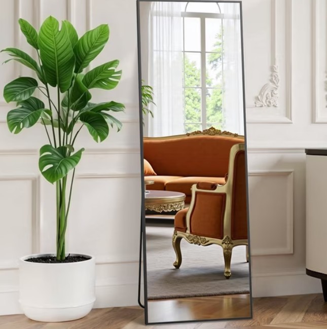 EDX Full Length Mirror 56″x15″ Full Body Mirror Rectangle Free Standing Wall Mounted Leaning Hanging Full body Mirrors, Black