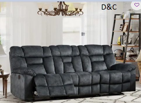 Modern 3-Seat Manual Reclining Sofa With Soft Upholstery & Overstuffed Cushions