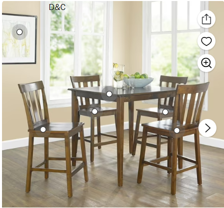 Mainstays 5 Piece Mission Counter Height Dining Set, Solid Wood, Cherry Color for Indoor