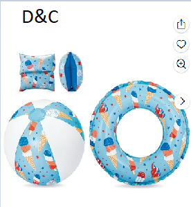 Bluescape Inflatable Sweets Swim Set, 3-Pack, Arm Band Floats, Swim Tube Float and Beach Ball, for Kids & Adults, Age 3-6 years, Unisex