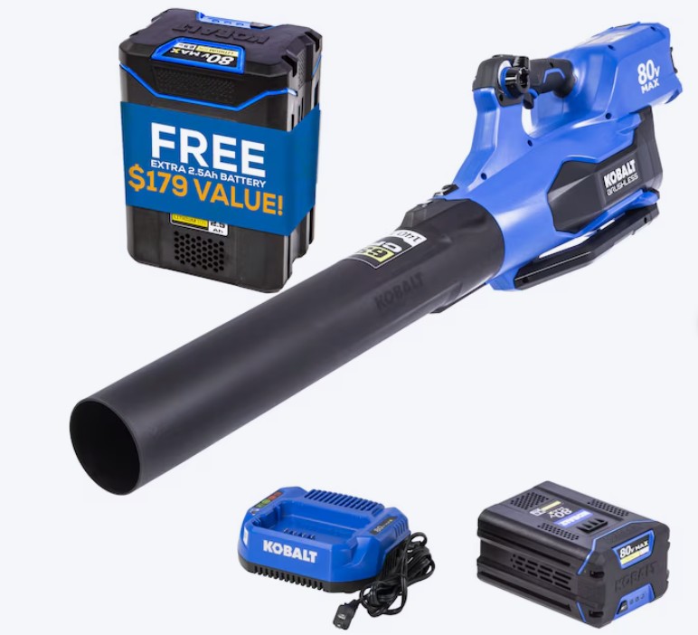 Kobalt 80-volt 630-CFM 140-MPH Battery Handheld Leaf Blower 2.5 Ah Battery Included Charger Included