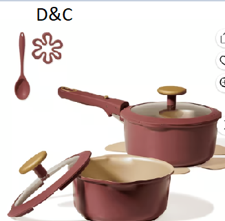 Carote 8 Pcs Nonstick Pots Set w/Lids & Detachable Handle
