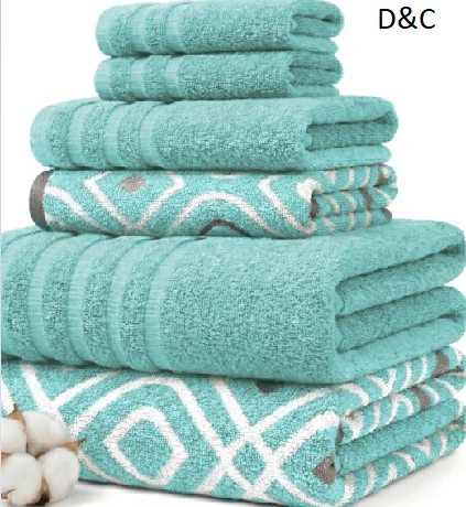 Modern Threads Oxford 6-Piece Yarn Dyed Jacquard & Solid Towel Set – 100% Cotton