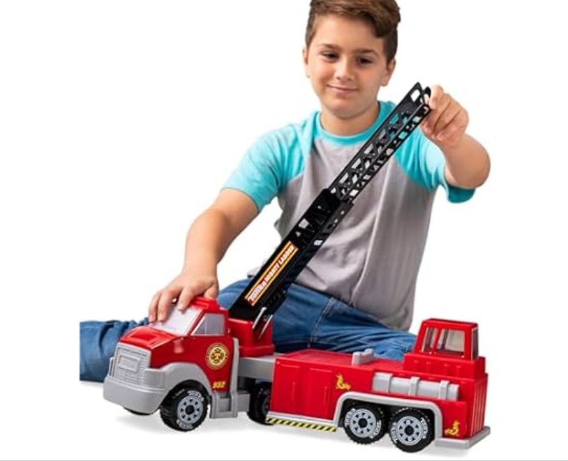 Tonka Steel Classics Hook N Ladder Fire Truck ? Made with Steel & Sturdy Plastic, Red Toy Construction Truck, Boys and Girls, Kids, Toddlers, Ages 3+