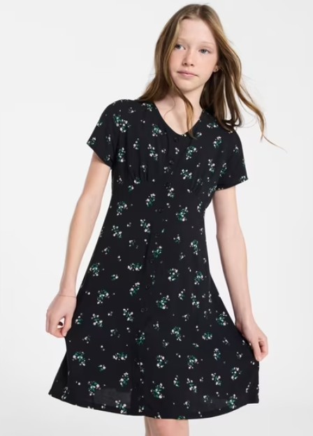 Weekend Academy Girls Button-Front Dress with Short Sleeves, Sizes 4-18